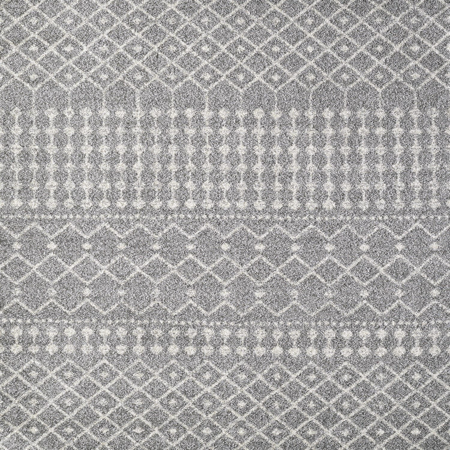 Totti Grid 8' x 10' Washable Synthetic Geometric Rug in Gray/Cream