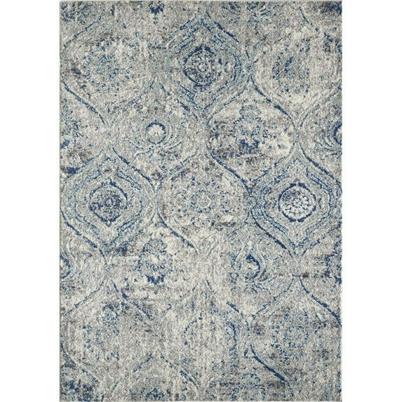 Totti Loops 2' x 8' Rectangular Polypropylene Oriental Rug in Navy/Cream