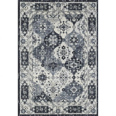 Totti Mosaic 9' x 12' Rectangular Polypropylene Oriental Rug in Navy/Gray