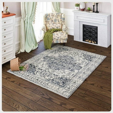Totti Venus 3' x 5' Rectangular Polypropylene Oriental Rug in Navy/Cream