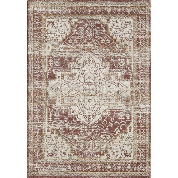 Totti Venus 6' x 9' Rectangular Polypropylene Oriental Rug in Terracotta/Cream