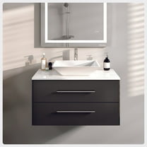 Totti Wave 30" Espresso Modern Bathroom Vanity w/ Super White Man-Made Stone Top & Sink
