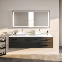 Totti Wave 72" Espresso Modern Double Sink Bathroom Vanity w/ Super White Man-Made Stone Top & Sinks