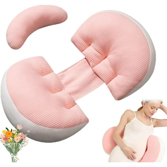 Tottlebee Pregnancy Pillow, Adjustable Belly Support Maternity Pillow Support for Back, Belly, Legs, Machine Washable, Ergonomic Design, for Custom Comfort (Pink)