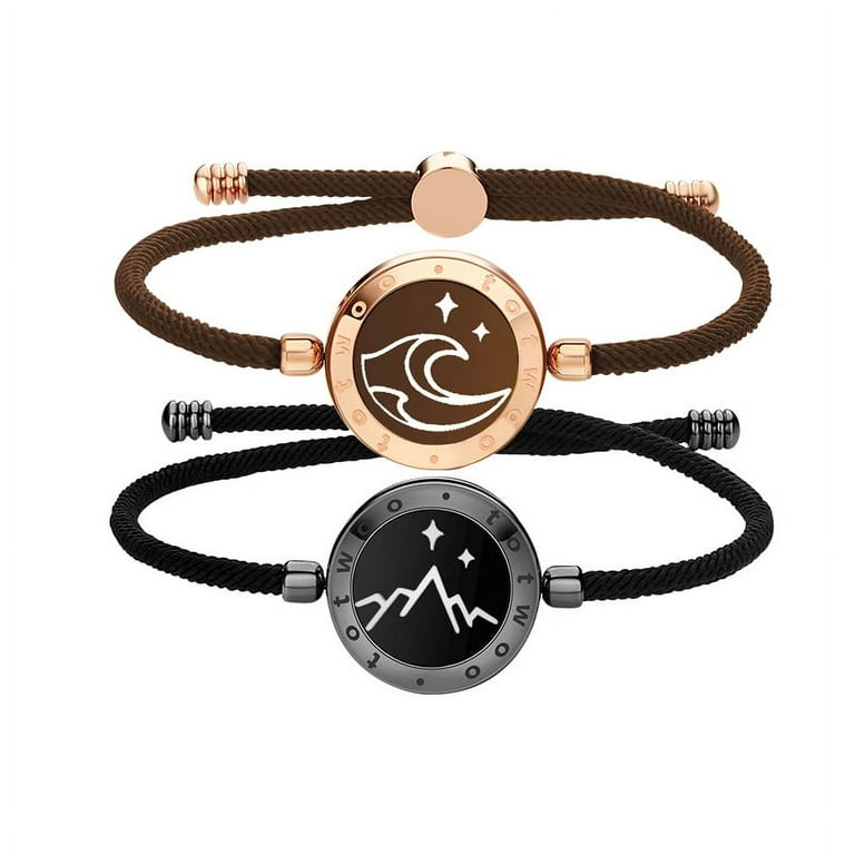 Totwoo Long Distance Touch Bracelets for Couples Relationship Light  up&Vibrate Smart Bracelets Bluetooth Connecting Jewelry-Sun&Moon Snake  Chain Black