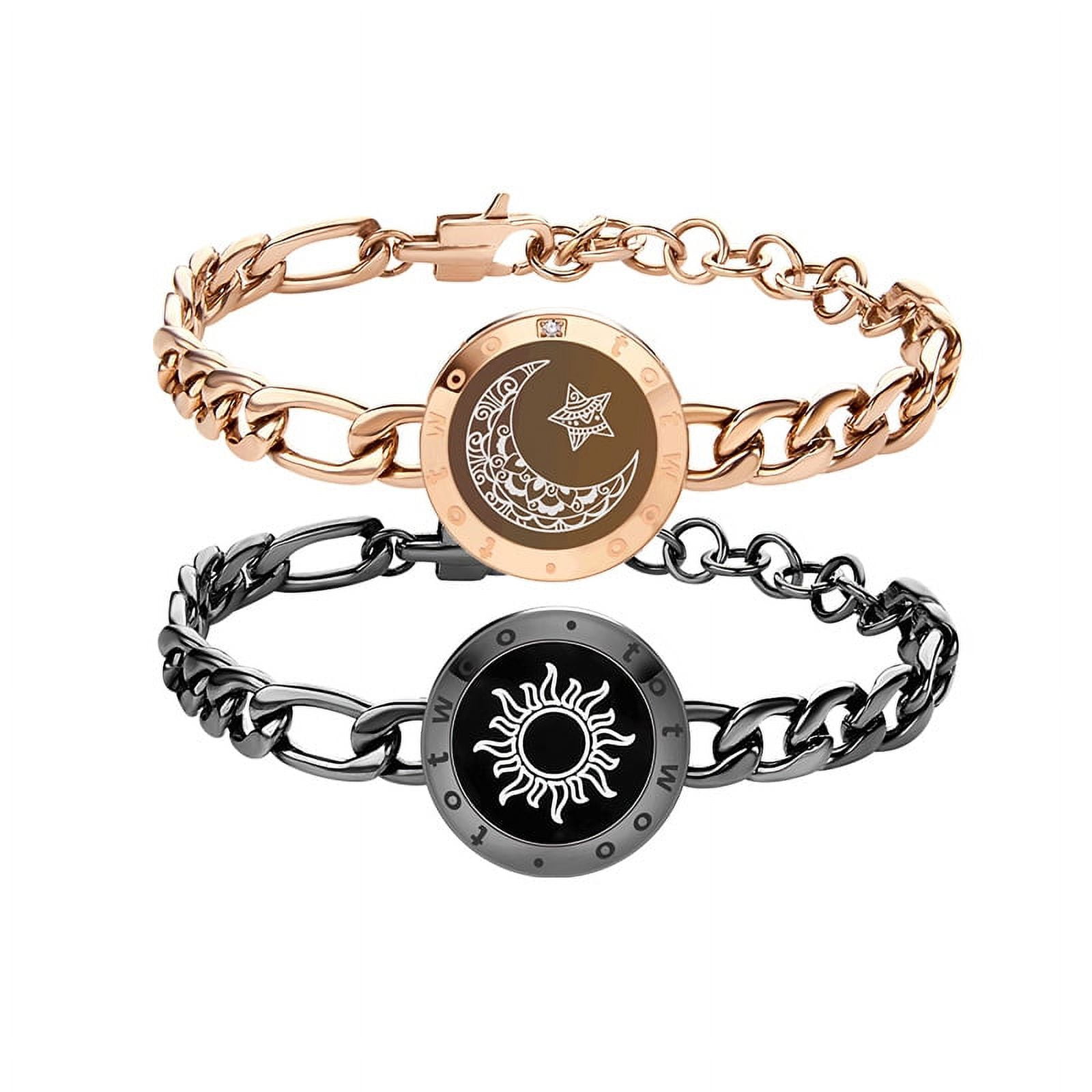 Totwoo Long Distance Touch Bracelets for Couples Relationship Light  up&Vibrate Smart Bracelets Bluetooth Connecting Jewelry-Sun&Moon Snake  Chain Black Gold - Walmart.com