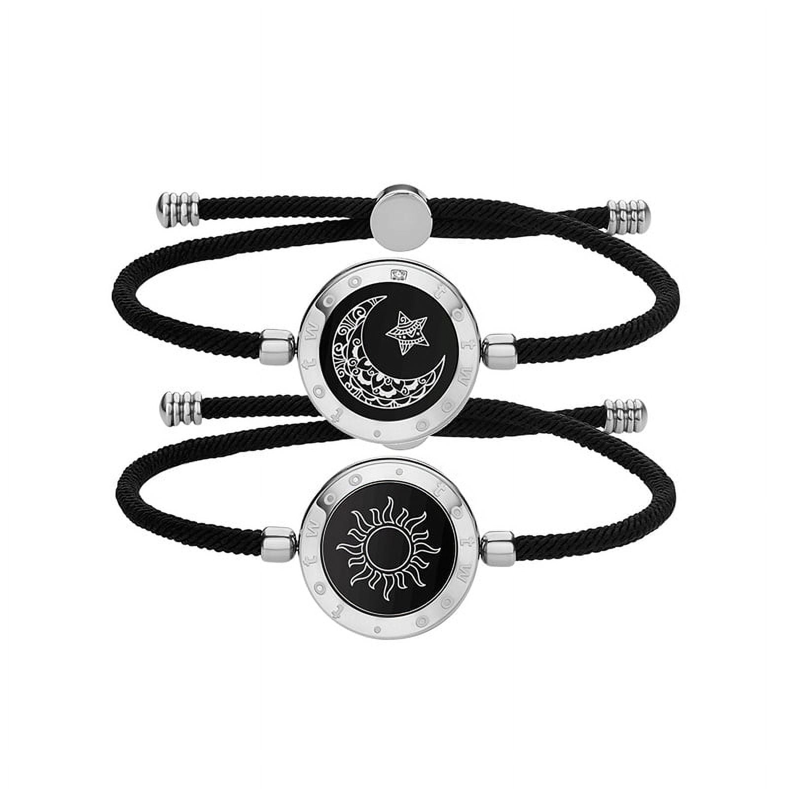 TOTWOO Long Distance Touch Bracelets for Couples, Vibration and Light up  for Love Couples Bracelets  Long Distance Relationship Gifts for  Girlfriend Bluetooth Pairing Jewelry Snake Chain/Black+Silver: Buy Online  at Best Price