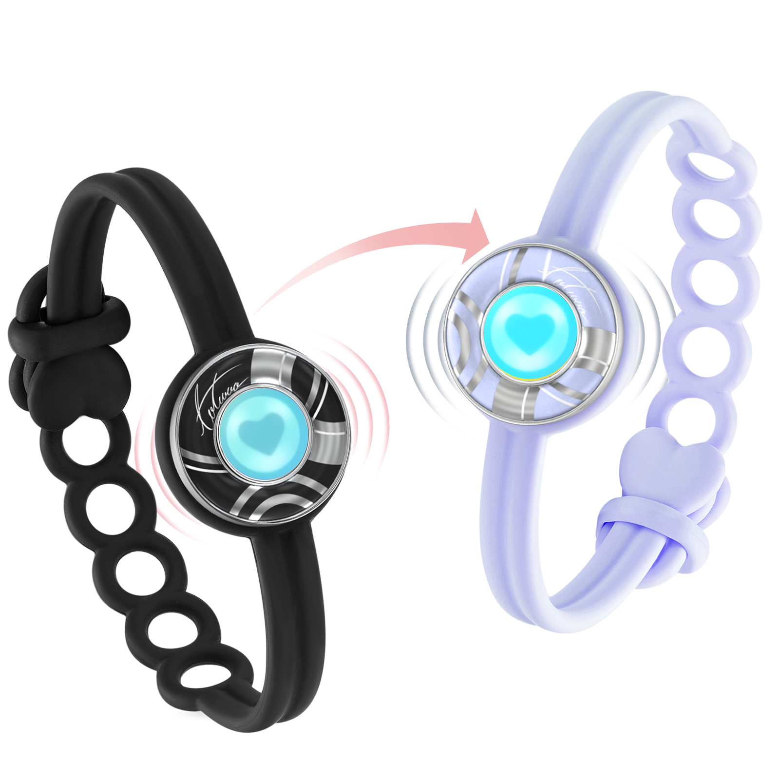 TOTWOO Bracciali Coppia A Distanza - Con Touch, Vibrazione E Luci, Pietre Naturali (Sole E Luna)