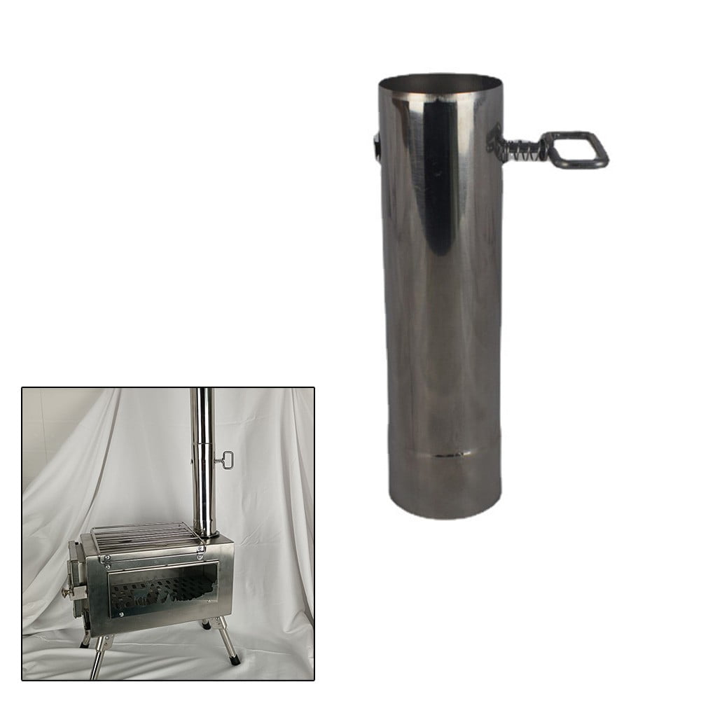 Stainless Steel Tent Stove Chimney Pipe Kit Single Wall, Spark Arrestor, Rain Caps, 2.36 Inch/6cm Chimney Pipes For Camping Stove, Damper Pipe