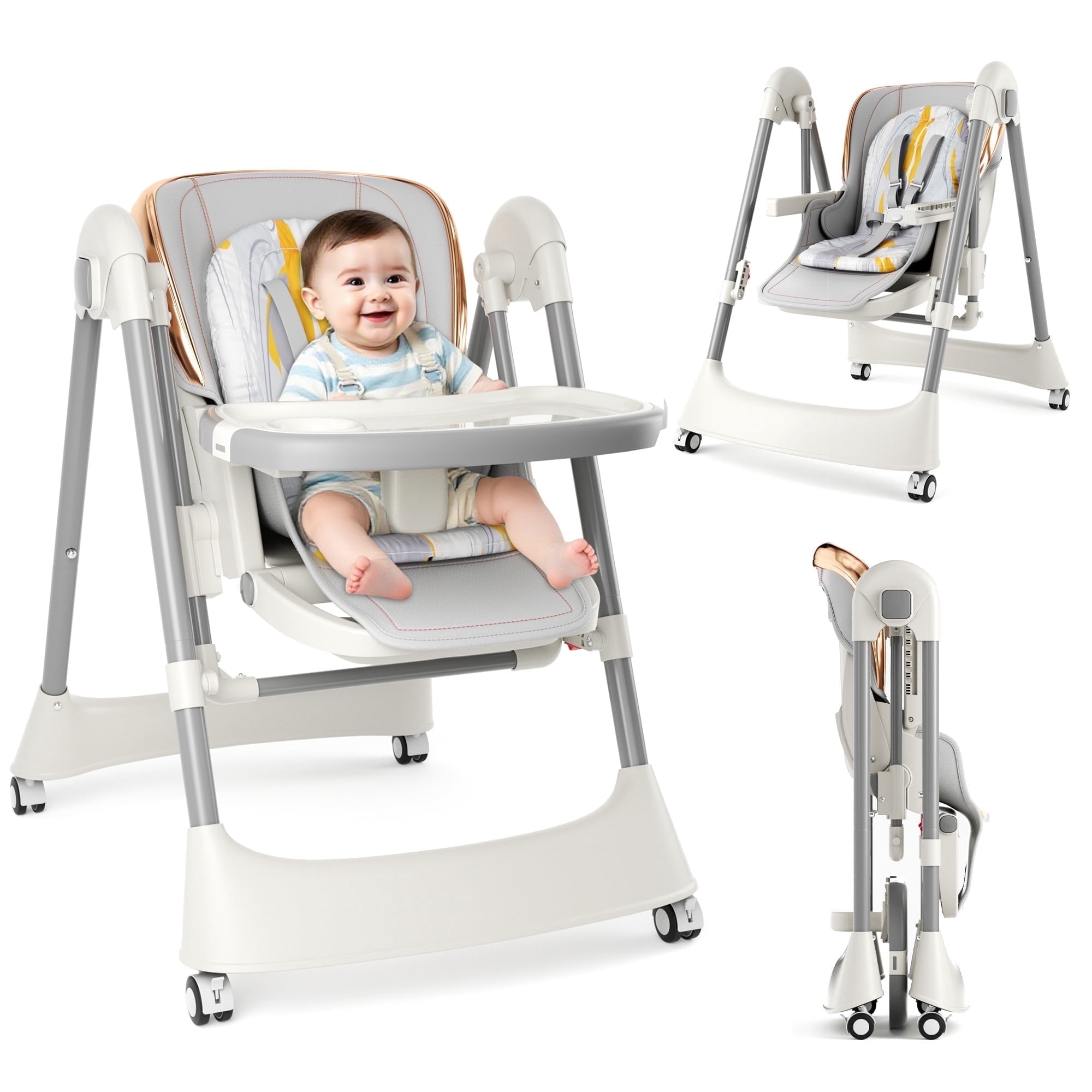 TouHeart Baby High Chair and Swing Combo, 6-in-1 Convertible