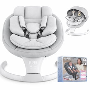 TouHeart Electric Baby Swing for Infants, 5 Speeds, 5 Vibration Levels, Bluetooth, Remote, 10 Lullabies, Gray