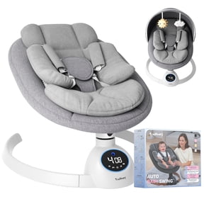 TouHeart Baby Swing, Electric Infant Rocker with Bluetooth & Remote, 5 Speeds, 10 Lullabies,Gray