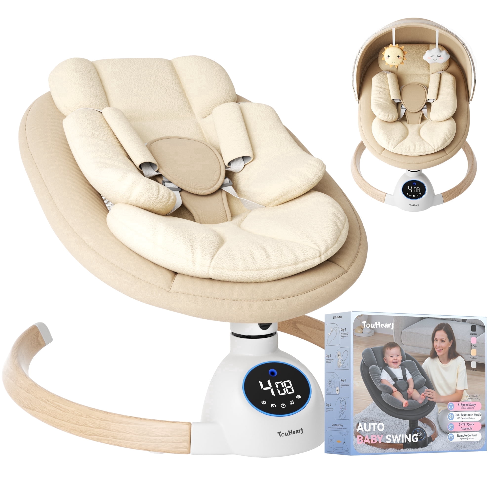 TouHeart Baby Swing, Electric Infant Rocker with Bluetooth