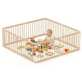 thumbnail image 1 of TouHeart Wooden Playpen for Baby & Toddlers, Foldable Large Baby Safe Play Fence Yards With Gate, 8 Panels, 69"x69"x24", 1 of 11