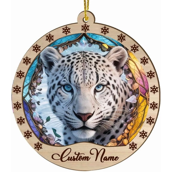 Touber Stained Leopard Ornament - Leopard Christmas Ornaments - Christmas Tree Ornaments - Christmas Decorations - Leopard Decor for Office, Room, Home - Holiday Present Ideas 0CKbSD (Leopard-s129)