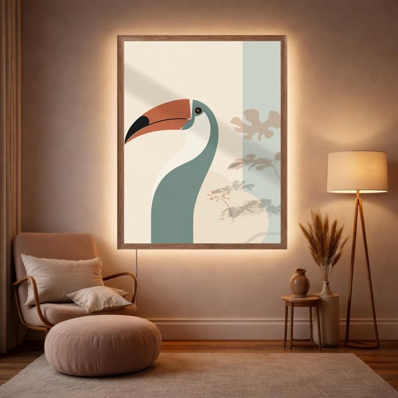 Toucan Abstract LED Wall Art Modern Backlit Poster, Poster Only