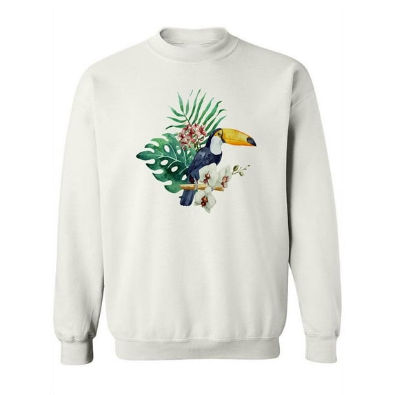 Toucan And Leaves Sweatshirt Women -Image by Shutterstock, Female Medium