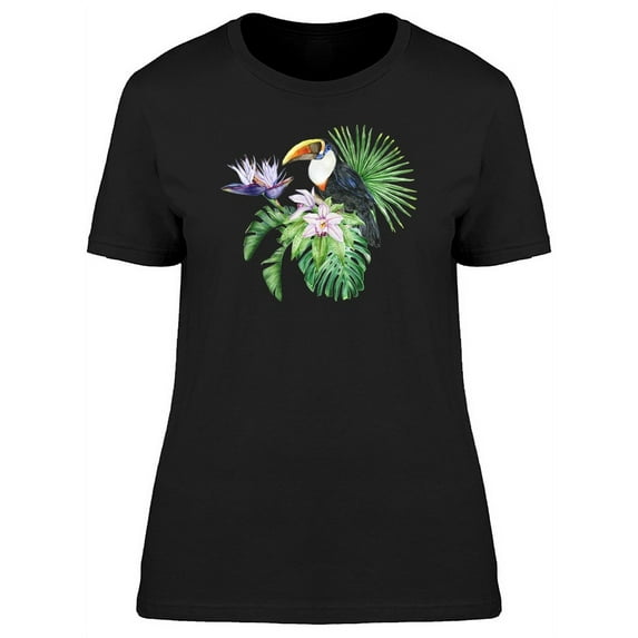 Toucan And Tropical Leaves T-Shirt Women -Image by Shutterstock, Female Small