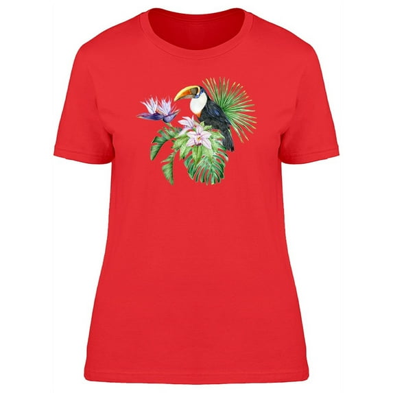 Toucan And Tropical Leaves T-Shirt Women -Image by Shutterstock, Female XX-Large
