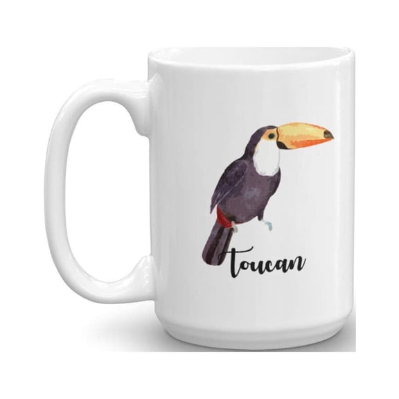 Toucan Bird Coffee & Tea Gift Mug, Accessories, Decorations, Stuff & Collectibles For Birder And Bird Watcher Men & Women (15oz)