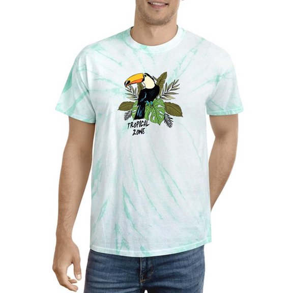 Toucan Bird Tropical Leaves Tie Dye Cyclone Men -Image by Shutterstock, Male Medium