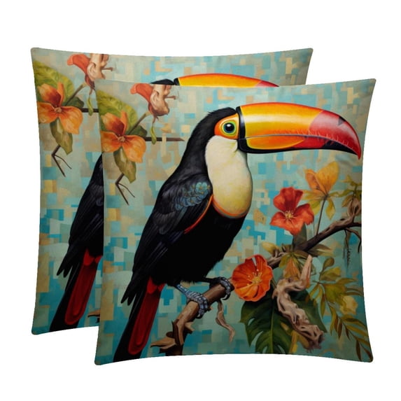 Toucan Covers Throw Pillow Set - 2 Pack Throw Pillow Inserts Included - Unique Patterns - 16x16, 18x18, 20x20 Inches for Home Decor - Throw Pillow - Decorative Pillows