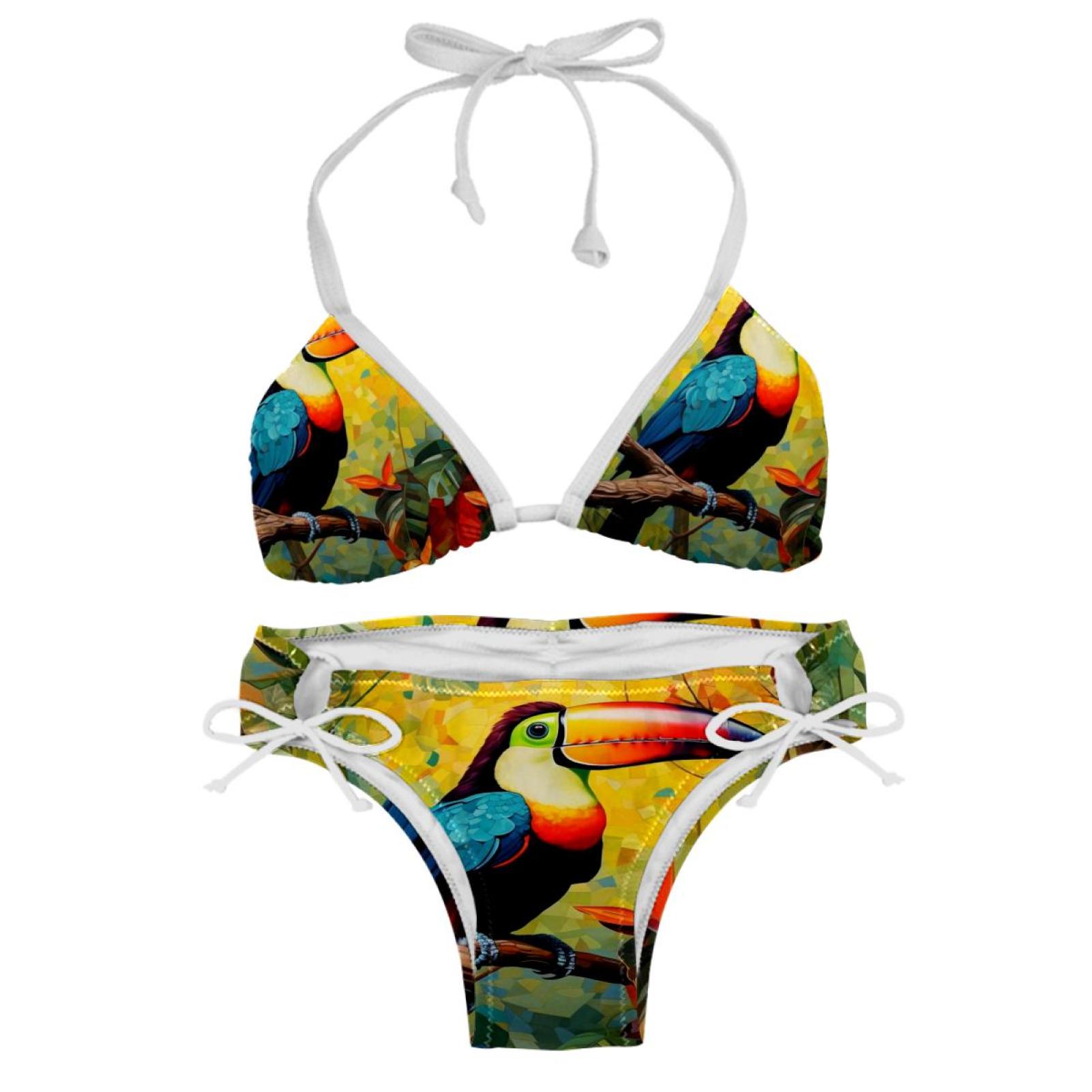 Toucan Detachable Sponge Adjustable Strap Bikini Set Two-Pack Swimsuits ...