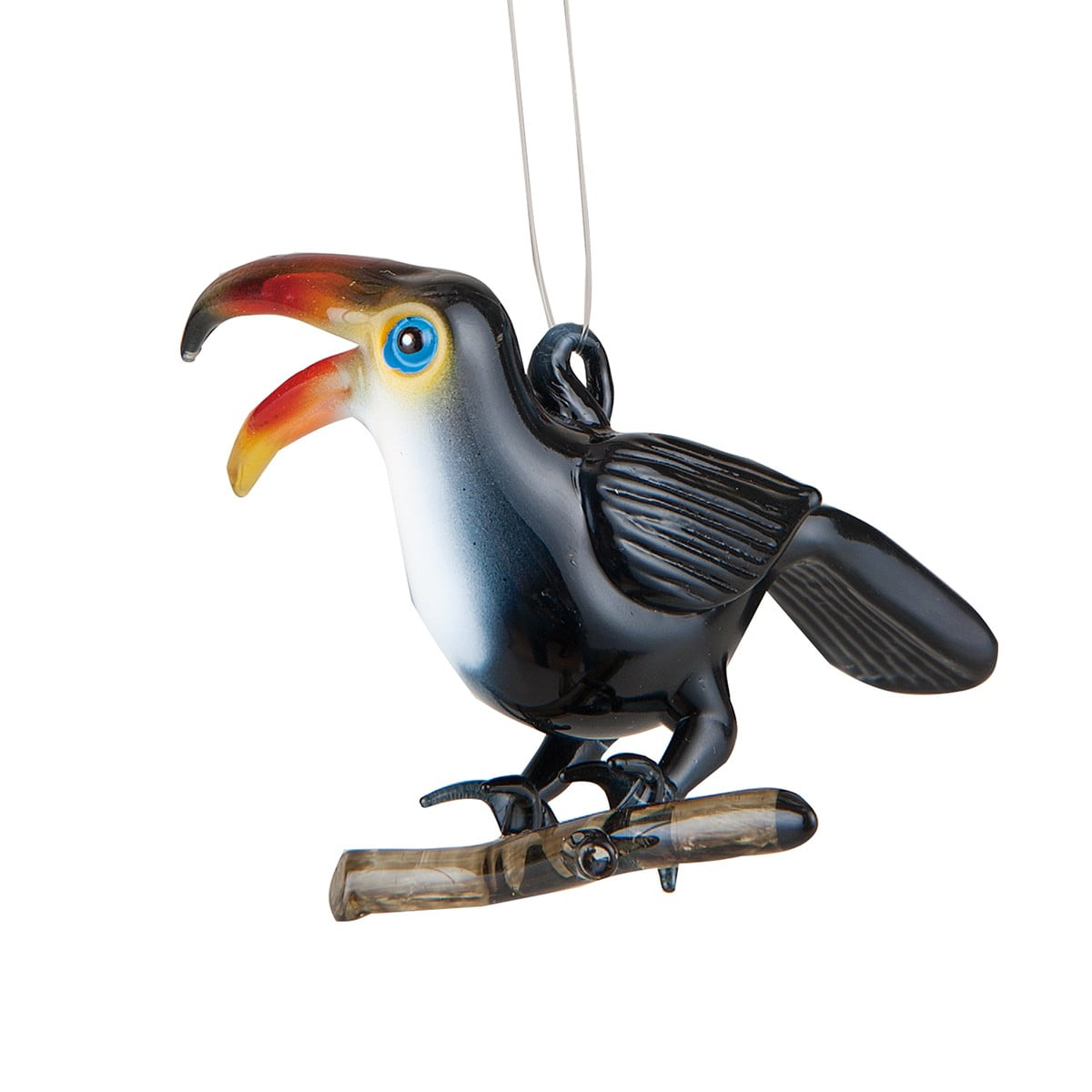 Handcrafted Multicolor Glass Toucan Christmas Ornament