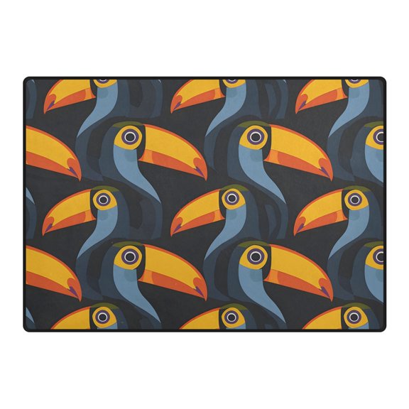 Toucan Head Pattern Area Rug 80x58 Inch Non Slip Absorbent Soft for Living Room Dining