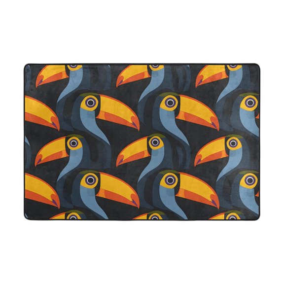 Toucan Head Pattern Rug 36x24in Memory Foam Absorbent Non Slip Plush for Bathroom Kitchen Entryway