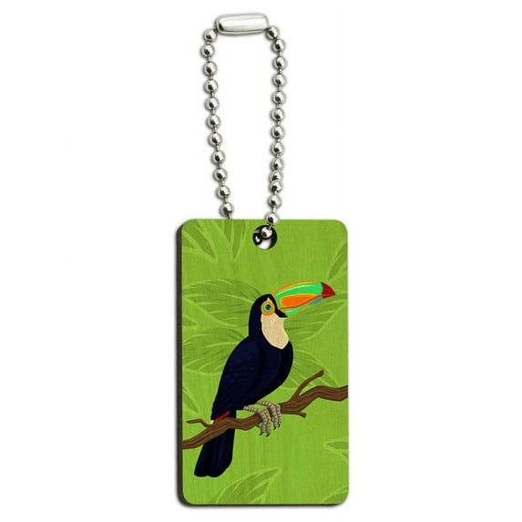 Toucan - Jungle Parrot Bird Tropical Wood Rectangle Key Chain