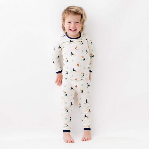 Bamboo Little Soft Toddler Pajama Set, Bamboo Viscose, Breathable, Long-Sleeve Pajamas, Toucan
