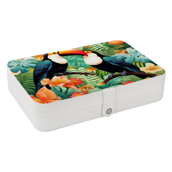 Toucan Portable PU Leather Jewelry Organizer with Removable Compartment, Storage Box, Necklace Holder, and Travel Organizer