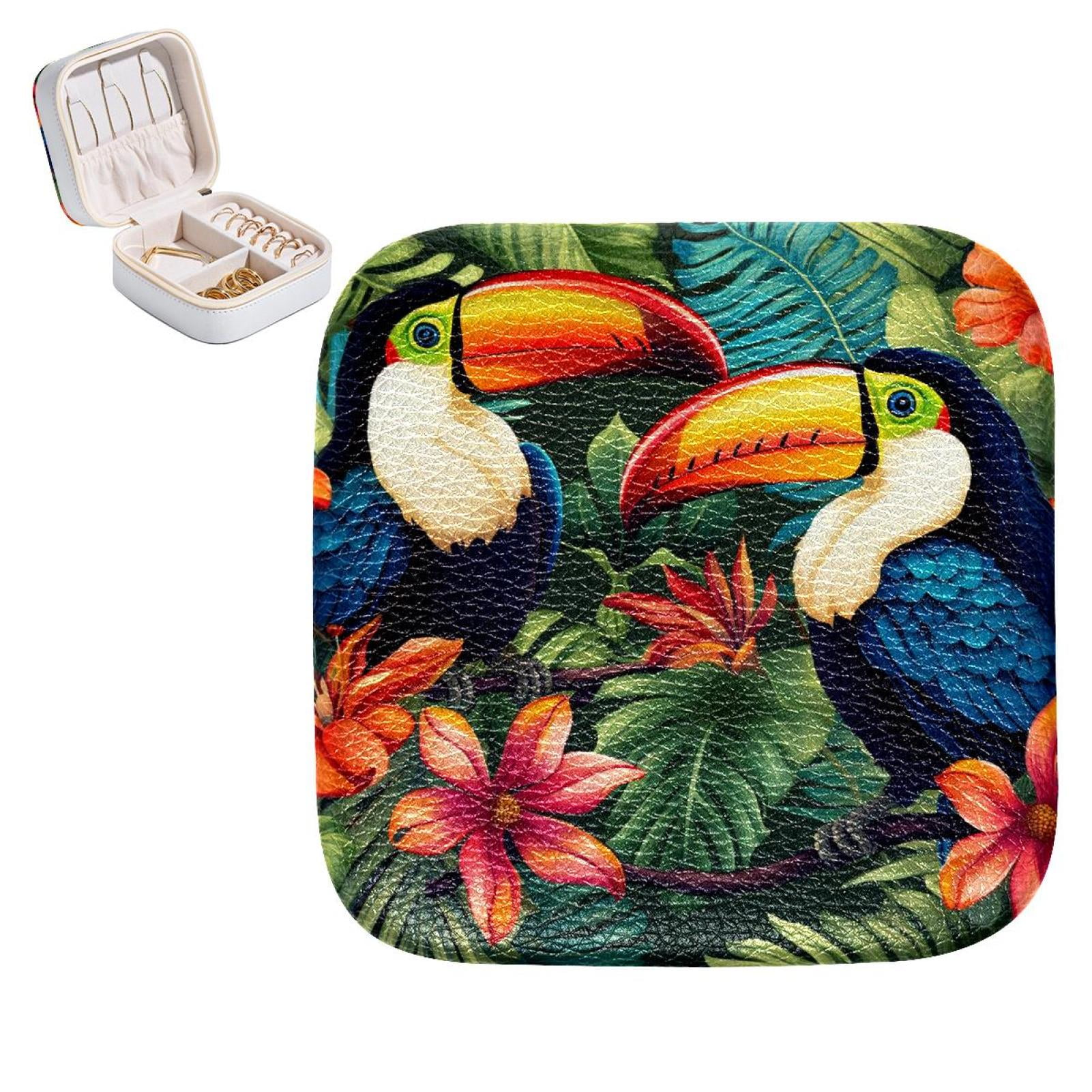 Toucan Portable Square Jewelry Box Organizer for Rings, Bracelets