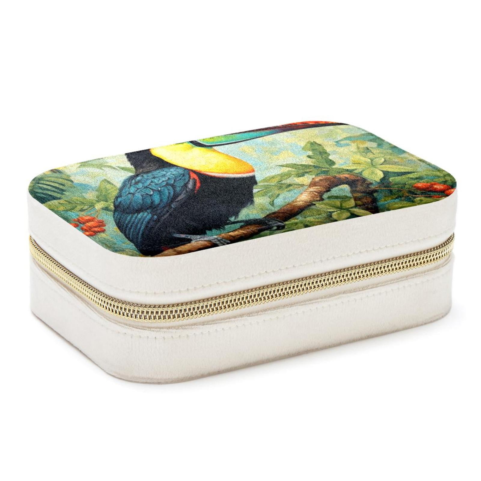 Toucan Portable Velvet Jewelry Stand Organizer Box with Removable