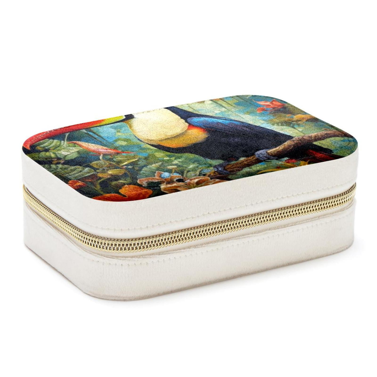 Toucan Portable Velvet Jewelry Stand Organizer Box with Removable