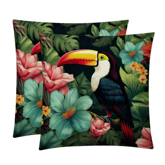 Toucan Set of 2 Velvet Throw Pillow with Unique Patterns - 16x16, 18x18, 20x20 Inches for Various Occasions - Pillows Covers Throw Pillow Inserts Pillow Inserts