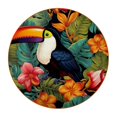 thumbnail image 1 of Toucan Set of 6 Round Microfiber Leather Coasters, 11x11 cm/4.3x4.3 in, Drink Coasters for Home and Office, and Water Absorbent Cup Coasters, 1 of 6