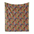thumbnail image 1 of Toucan Soft Flannel Fleece Throw Blanket, Tropical Birds Sitting on Rainforest Tree Branches Leaves Monstera, Cozy Plush for Indoor and Outdoor Use, 50" x 70", Dark Salmon Multicolor, by Ambesonne, 1 of 5