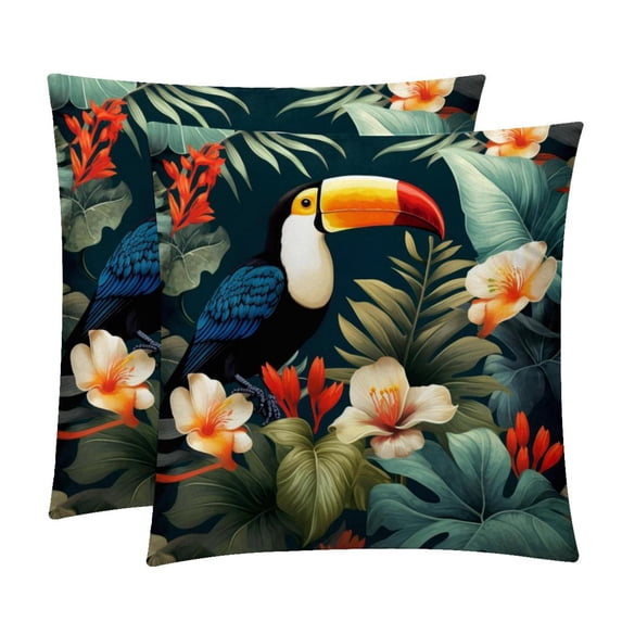 Toucan Throw Pillow Covers - Set of 2 - Unique Patterns, 16x16, 18x18, 20x20 Inches - Bed Pillow Decor for Home for All Occasions