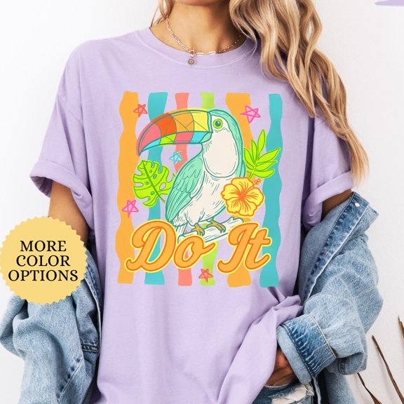 Toucan Tropical Shirt Striped Beach Shirt Preppy Summer Tshirt Girls Weekend Tshirt Summer