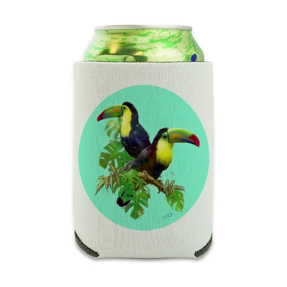 Toucan Tropics Tropical Rainforest Watercolor Can Cooler - Drink Sleeve Hugger Collapsible Insulator - Beverage Insulated Holder