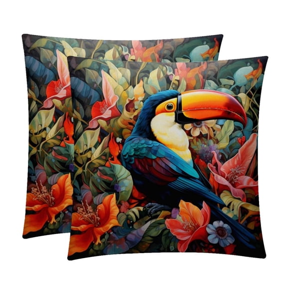 Toucan with Unique Patterns - Set of 2 for Pillows Covers - Available in 16x16, 18x18, 20x20 Inches - Great for Throw Pillow Covers - Versatile for Various Occasions
