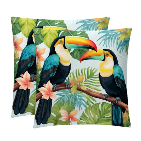 Toucan Velvet Throw Covers Pillows with Unique Patterns - Set of 2 Decorative Pillow Inserts in 16x16, 18x18, 20x20 Inches for Home Decor and More