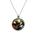 thumbnail image 1 of Toucan Women's Circular Glass Pendant Necklace Jewelry, 1 of 5