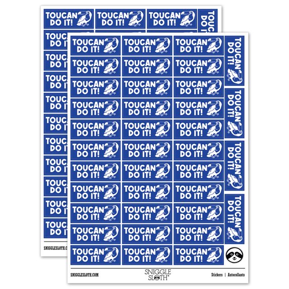 Toucan You Can Do It Teacher Student School Sticker Set - Dark Blue - Gloss Finish - 1.5" Small