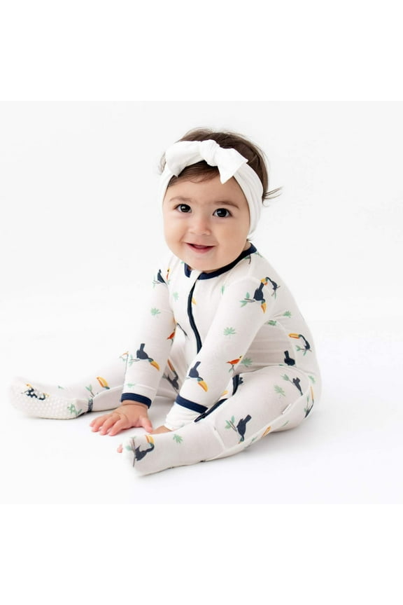 Soft Zippered Baby Footie Pajamas, Baby Clothes, Newborn Sleepers, Bamboo Viscose, 2-Way Zipper, Toucan
