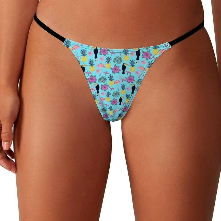 Toucan and Flamingo Pineapple Women's Panties G-Strings Thong Sexy T Back  Panty 
