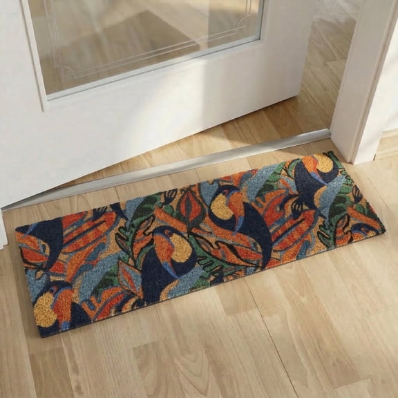 Evideco Multicolor Toucans Natural Coir Door Mat 30x10 Inches - Indoor Outdoor - Front Door Mat for Entryway, Porch, Patio