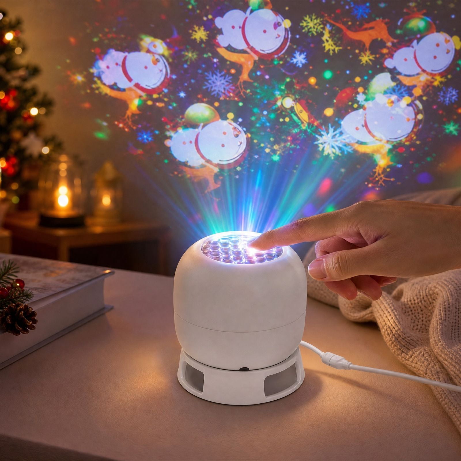 Touch Activated Plug In Projector, Christmas Projector Indoor for Kids ...